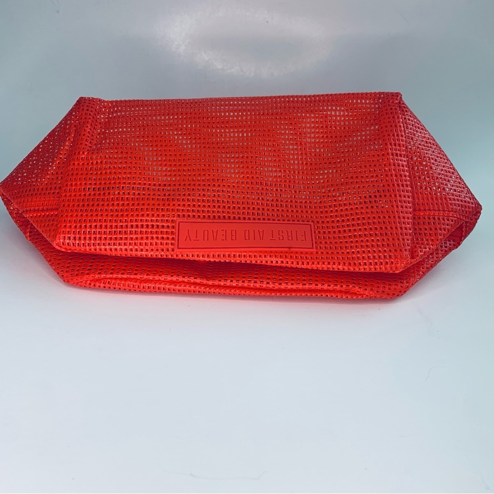 First Aid Beauty Bold Red Mesh Cosmetic Travel Toiletry Bag NWT - Picture 12 of 12